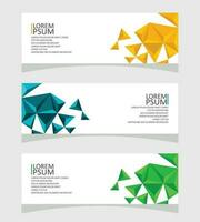 abstract vormen en reeks van bedrijf kaarten en vector een reeks van banners en sjabloon ontwerp met een driehoek groen blauw en oranje of abstract achtergrond ontwerp in vector banier ontwerp
