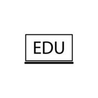 laptop, edu belettering vector icoon illustratie