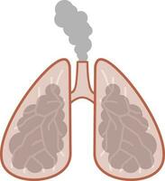 menselijk long. intern orgaan met grijs rook. ziekte en ademen problemen. sputum en medisch zorg. vector