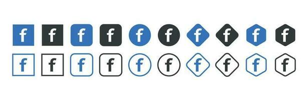 facebook logo icoon in divers vormen, sociaal media icoon vector