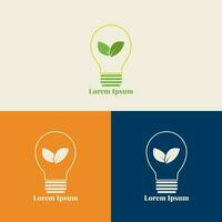 groen eco lamp en bladeren logo ontwerp vector sjabloon