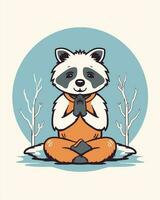 winter meditatie wasbeer vector