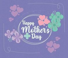 gelukkig moeder dag tekst met liefde en bloemen achtergrond vector illustratie