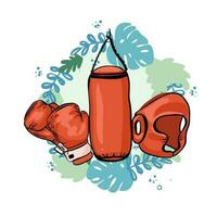 tekenfilm rood boksen handschoen icoon, voorkant en rug. geïsoleerd vector illustratie