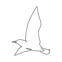 zeemeeuw doorlopend lijn tekening in schets stijl geïsoleerd Aan wit achtergrond. vogel symbool vector illustratie.
