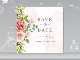 bruiloft uitnodiging rode bloementhema's vector