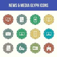 uniek nieuws en media vector glyph icoon reeks