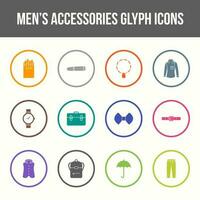 uniek Mannen accessoires vector glyph icoon reeks