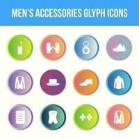 uniek Mannen accessoires vector glyph icoon reeks