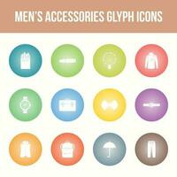 uniek Mannen accessoires vector glyph icoon reeks