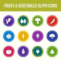 uniek fruit en groenten vector glyph icoon reeks