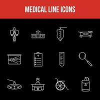 unieke medische lijn icon set vector