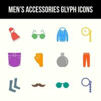 uniek Mannen accessoires vector glyph icoon reeks