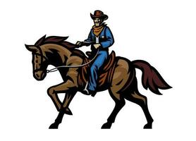 cowboy sheriff rijden de paard vector
