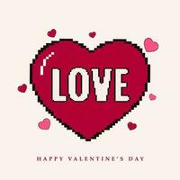 pixel stijl liefde doopvont over- roze warmte vorm achtergrond voor gelukkig Valentijnsdag dag concept. vector