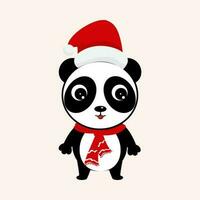 schattig panda beer net zo de kerstman Aan wit achtergrond. vector