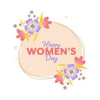gelukkig vrouwen dag doopvont met mooi bloemen versierd Aan roze en wit achtergrond. vector