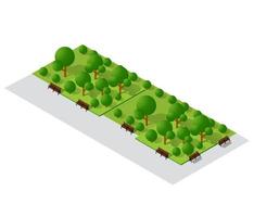 stadsgezicht ontwerpelementen met isometrische tuin stadskaart generator. geïsoleerde collectie voor het creëren van uw perfecte straat vector