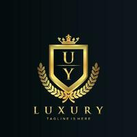 uy brief eerste met Koninklijk luxe logo sjabloon vector