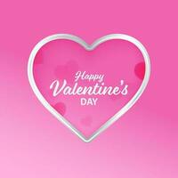 gelukkig Valentijnsdag dag doopvont Aan hart vorm roze achtergrond. vector