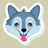 sticker of etiket van gelukkig wolf. vector