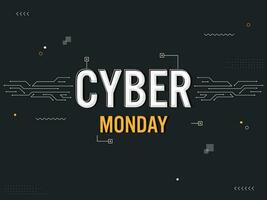 cyber maandag tekst met digitaal lijnen Aan zwart achtergrond voor reclame. vector