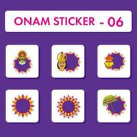 sticker stijl onam icoon verzameling Aan Purper achtergrond. vector