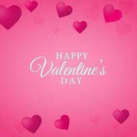 gelukkig Valentijnsdag dag doopvont met glanzend harten versierd Aan roze achtergrond. vector