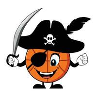 tekenfilm karakter van basketbal net zo een piraat. mascotte karakter vector