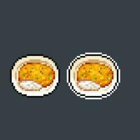 kerrie keuken in pixel kunst stijl vector
