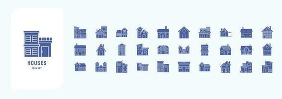 huis en huizen, inclusief pictogrammen Leuk vinden gebouw, echt landgoed, architectuur en meer vector