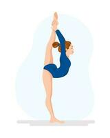 meisje gymnast, ballerina. de meisje doet een gymnastiek- oefening. sport- illustratie, vector