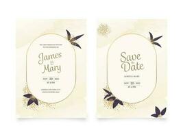 bruiloft uitnodiging kaarten met evenementenlocatie details in beige kleur. vector