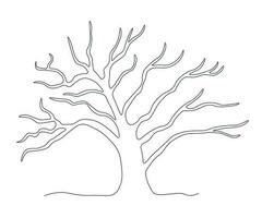 abstract uitgestrekt boom zonder bladeren, eik doorlopend een lijn tekening vector
