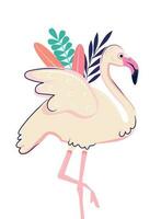 vector vogel flamingo met beige kleur Aan wit achtergrond