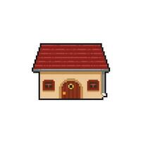 een huis gebouw in pixel kunst stijl vector