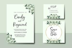 bruiloft uitnodiging kader set, bloemen waterverf digitaal hand- getrokken wit lelie bloem ontwerp uitnodiging kaart sjabloon vector