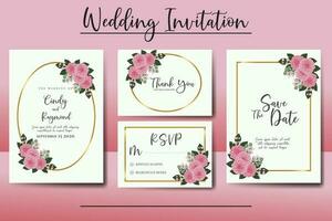 bruiloft uitnodiging kader set, bloemen waterverf digitaal hand- getrokken roze dahlia bloem ontwerp uitnodiging kaart sjabloon vector