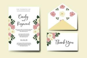 bruiloft uitnodiging kader set, bloemen waterverf digitaal hand- getrokken mini roos bloem ontwerp uitnodiging kaart sjabloon vector