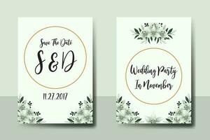 bruiloft uitnodiging kader set, bloemen waterverf digitaal hand- getrokken wit lelie bloem ontwerp uitnodiging kaart sjabloon vector