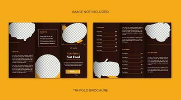 heerlijk en smakelijk voedsel drievoud brochure sjabloon ontwerp, restaurant bedrijf brochure ontwerp vector
