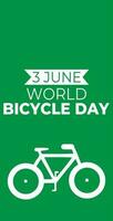 wereld fiets dag. juni 3. sjabloon, banier, kaart, poster vector