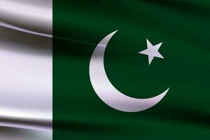 vlag van Pakistan golvend in de wind. 3d illustratie, realistisch golvend kleding stof Pakistan vlag vector