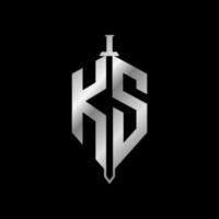ks monogram met schild logo vector ontwerp illustratie