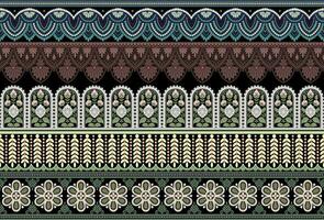 reeks 5 botanisch bloemen naadloos. achtergrond naadloos patroon meetkundig etnisch patroon ontwerp voor achtergrond, tapijt, behang, kleding, inpakken, batik, kleding stof, het drukken textiel illustratie. vector