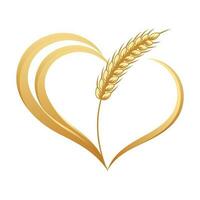 abstract icoon van oren van tarwe met een hart. logo, icoon, decor element, vector