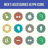 uniek Mannen accessoires vector glyph icoon reeks