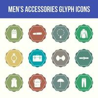 uniek Mannen accessoires vector glyph icoon reeks