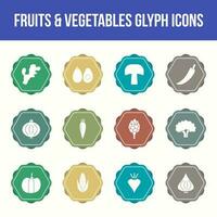 uniek fruit en groenten vector glyph icoon reeks