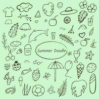 zomer pictogrammen vector set, zomer krabbels, zomer vakantie elementen, vakantie, hand- getrokken doodles